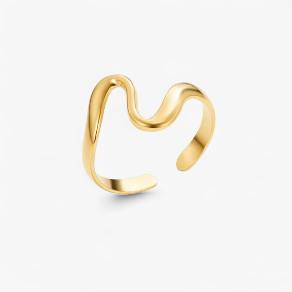 Wavy Gold-Tone Ring, Hypoallergenic and Lightweight