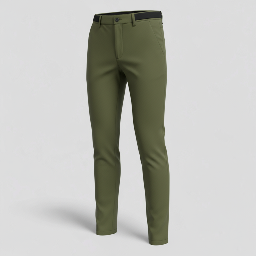 Men's Slim Fit Trousers with Elastic Waistband and Pockets