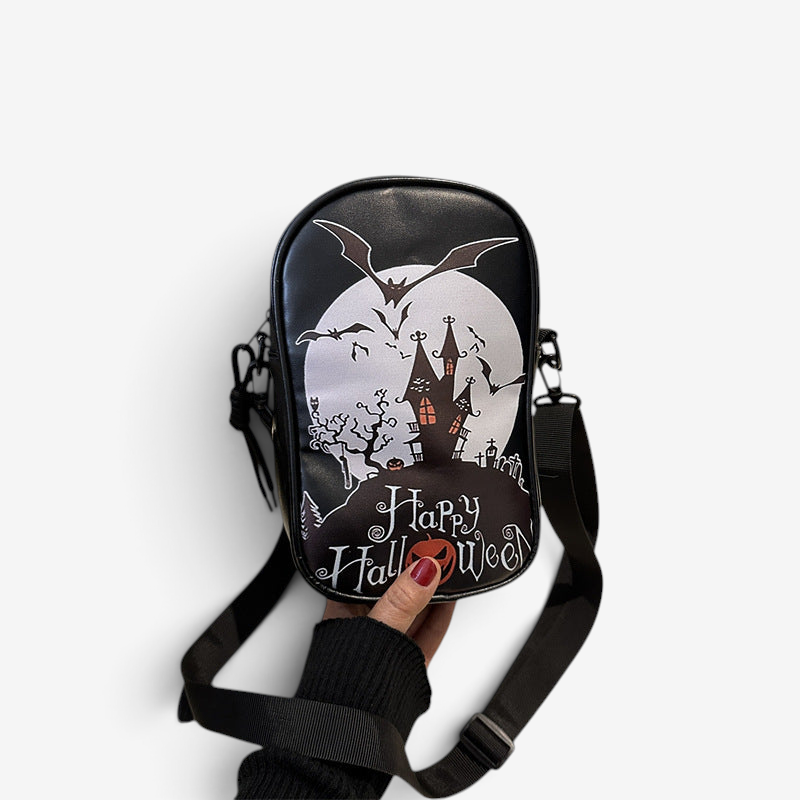 Pumpkin Print PU Shoulder Bag for Halloween Costumes