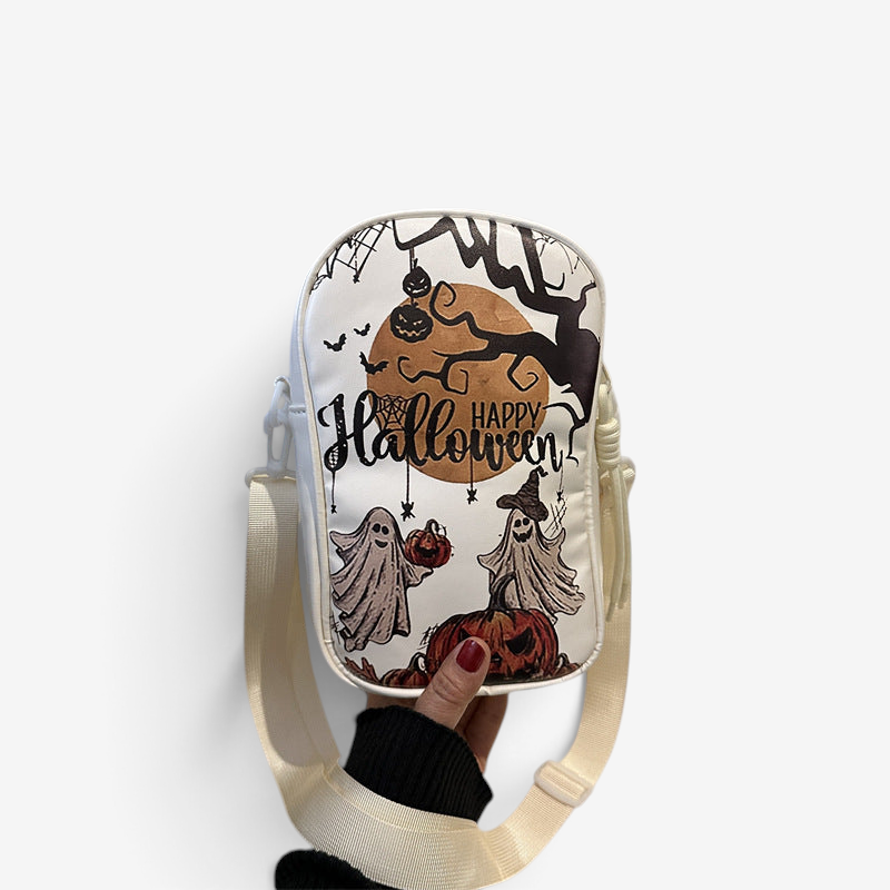 Pumpkin Print PU Shoulder Bag for Halloween Costumes