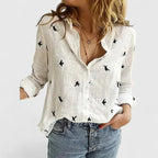 Cotton Linen Button Down Blouse with Relaxed Fit