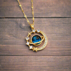 Planet Pendant Necklace with Starry Celestial Design