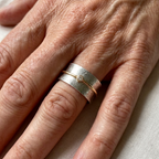 Open Band Ring with Sphere Accent in Silver Colour and Gold Colour