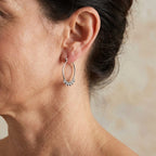 Vintage-Style Beaded Hoop Earrings in Silver Colour
