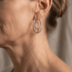 Vintage Patchwork Earrings in Silver Colour with Mixed Textures