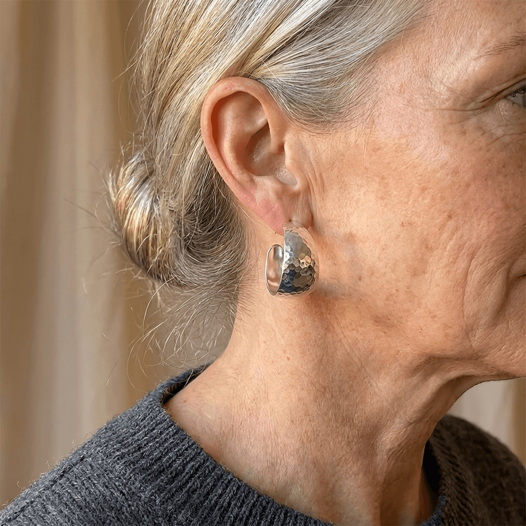 Vintage Wide C-Shaped Hoop Earrings with Bold Profile