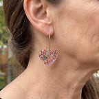 Vintage Resin Glitter Heart Pendant Earrings with Playful Sparkle