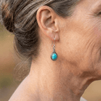 Western-Style Blue-Green Stone Drop Earrings with Earthy Tone