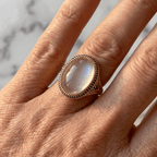 Retro Oval Statement Stone Ring with Setting in Gold Colour