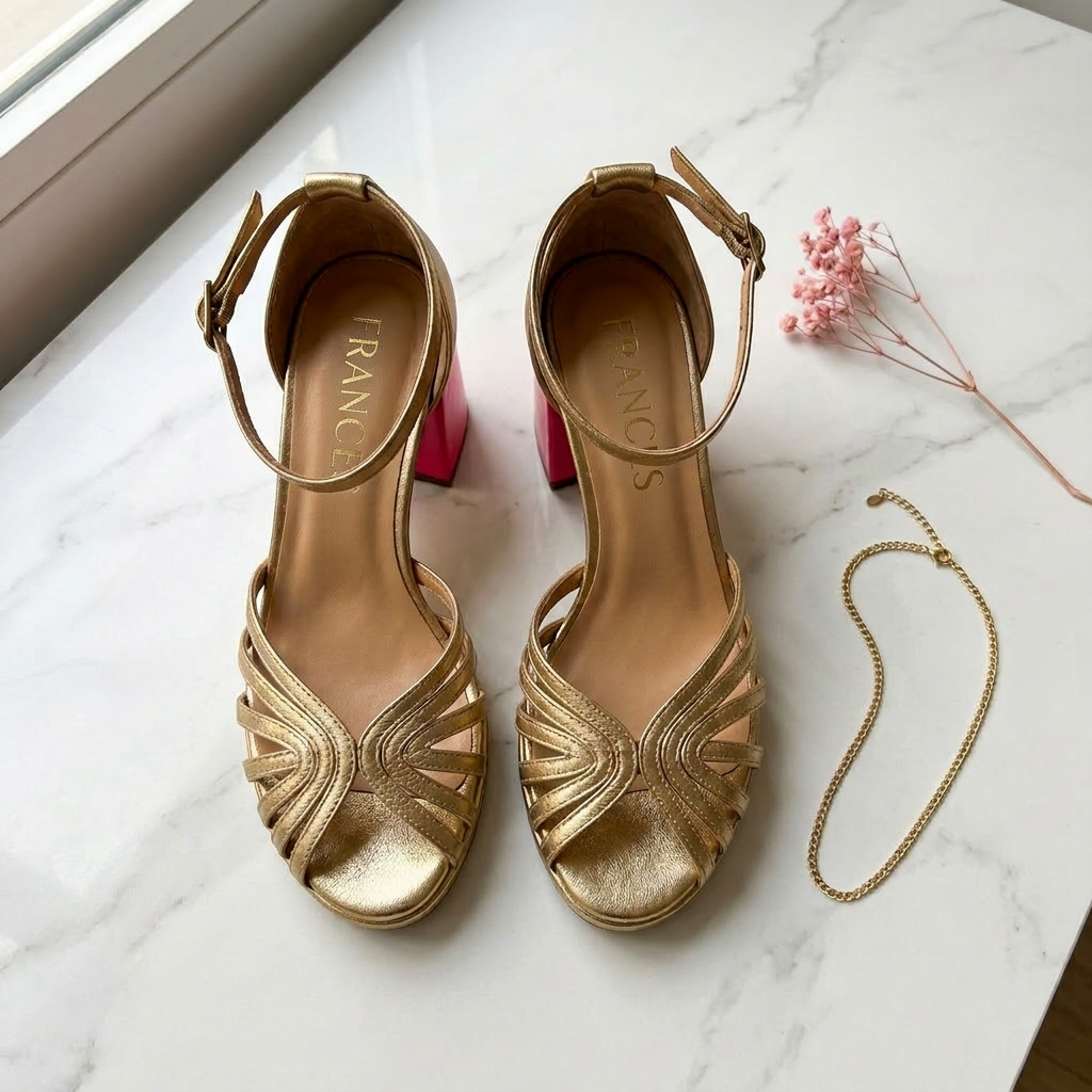 Tacones de punta abierta con plantilla acolchada y tira al tobillo