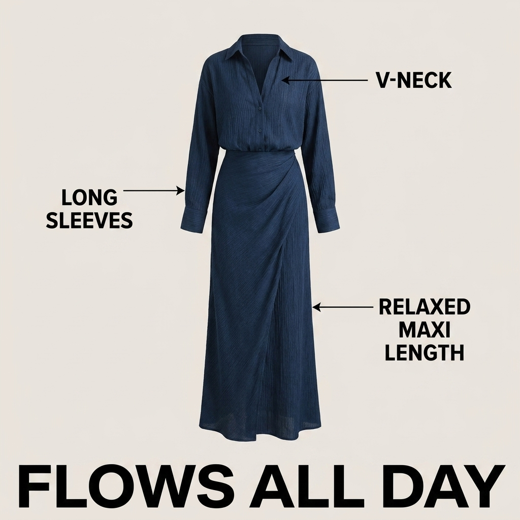 Cotton Linen Two Piece Set with V-Neck Shirt and Long Skirt