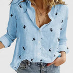 Cotton Linen Button Down Blouse with Relaxed Fit