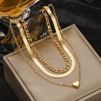 Layered Heart Necklace with Stacked Chain Design and Romantic Feel