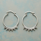 Vintage-Style Beaded Hoop Earrings in Silver Colour