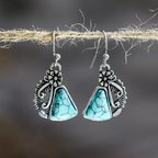 Vintage-Style Stone Earrings in Silver Colour Setting