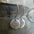 Vintage-Style Engraved Disc Hook Earrings in Silver Colour