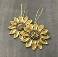 Vintage-Style Double Sunflower Earrings in Gold Colour