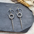 Circle and Spike Dangle Earrings in Silver Colour with Edgy Style