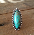 Vintage-Style Blue-Green Stone Ring with Classic Setting