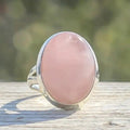 Pink Stone Ring with Vintage-Style Setting in Silver Colour