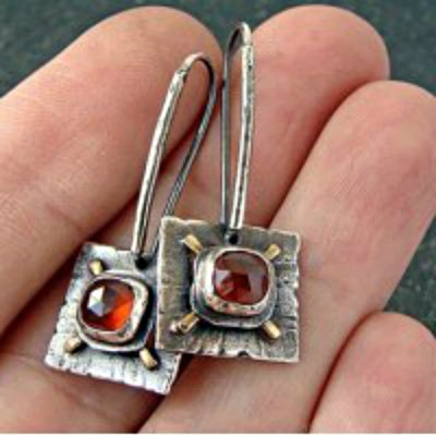 Vintage-Style Square Red Crystal Earrings with Bold Sparkle