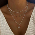 Triple-Layer Chain Necklace with Star Drop in Silver Colour