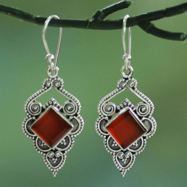 Vintage-Style Square Crystal Earrings with Crisp Sparkle