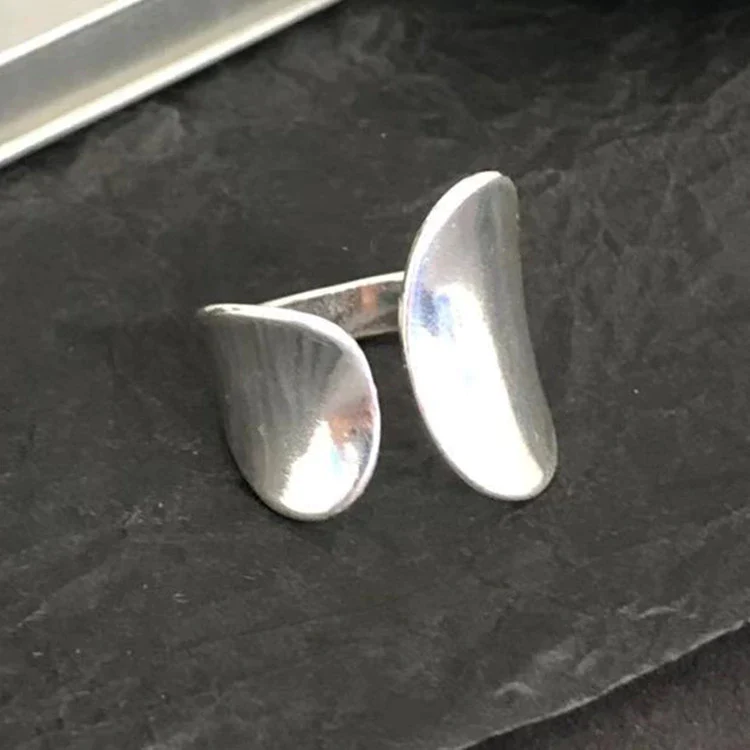 Open Paddle Ring with Clean Modern Lines in Silver Colour
