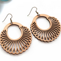 Vintage-Style Wooden Mandala Earrings with Natural Finish