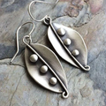 Vintage-Style Pea Pod Earrings in Silver Colour with Quirky Charm