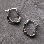 Vintage-Style Twisted Mesh Hoop Earrings in Silver Colour