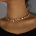 Halsband i vintagestil med dubbel zirkonia och klart glitter
