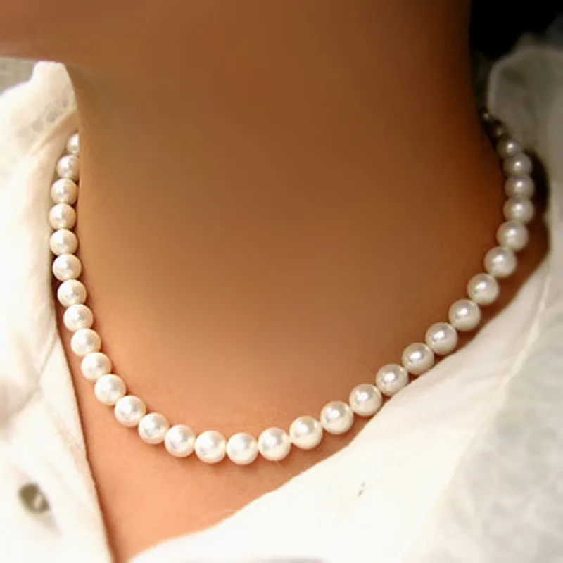 Vintage-Style Round Faux Pearl Strand Necklace with Classic Look
