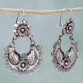 Vintage-Style Flower Dangle Earrings in Silver Colour