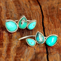 Vintage-Style Earrings with Multiple Blue-Green Stones