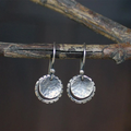 Round Mirror Disc Earrings in Silver Colour with Reflective Shine