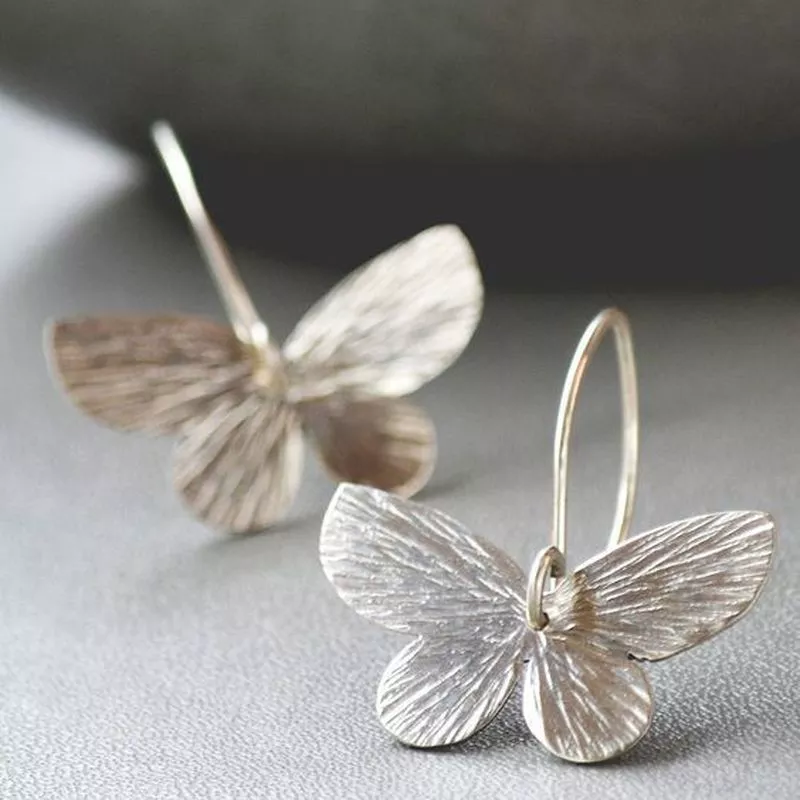 Vintage-Style Butterfly Threader Earrings in Silver Colour
