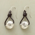 Vintage-Style Leather Earrings in Silver Colour with Relaxed Style