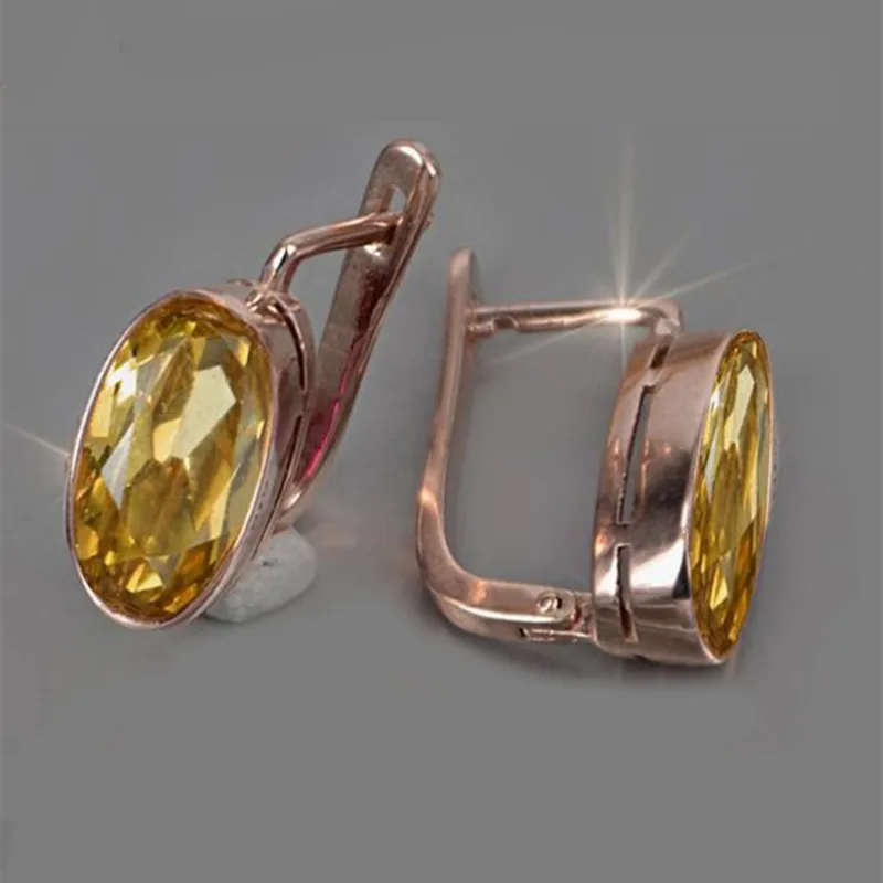 Vintage-Style Yellow Inlaid Crystal Earrings with Sunny Sparkle