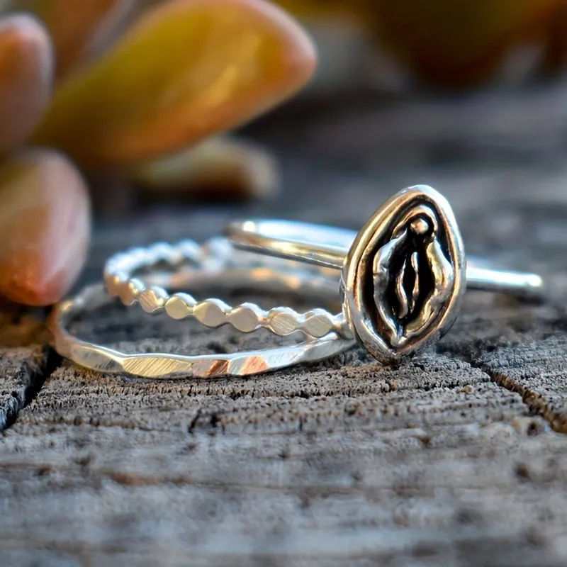 Vintage-Style Boho Ring Set with Mixed Designs in Silver Colour