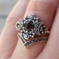 Vintage-Style Black Stone Ring with Bold Contrast in Silver Colour