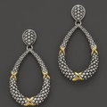 Textured Oval Drop Earrings with Two-Tone Accents and Warm Contrast