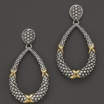 Textured Oval Drop Earrings with Two-Tone Accents and Warm Contrast