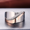 Two-Tone Zirconia Ring in Rose Gold Colour and Silver Colour