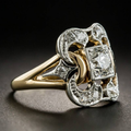 Interlocked Ring with Square Zirconia in Gold Colour