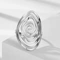 Vintage-Style Maze Pattern Ring with Geometric Lines in Silver Colour