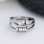 Vintage-Style Layered Tree Ring with Branch Detail in Silver Colour