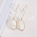 Vintage-Style Dangling White Stone Earrings with Fresh Pale Tone