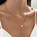 Vintage-Style Crystal Necklace in Gold Colour with Clear Sparkle