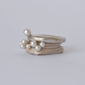 Adjustable Faux Pearl Ring with Vintage Setting in Silver Colour